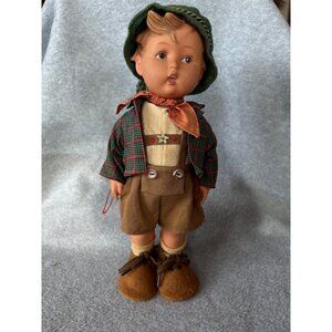 Hummel Goebel Boy Doll Vinyl Lederhosen Green Hat Folk Outfit 12" Collectible Vi
